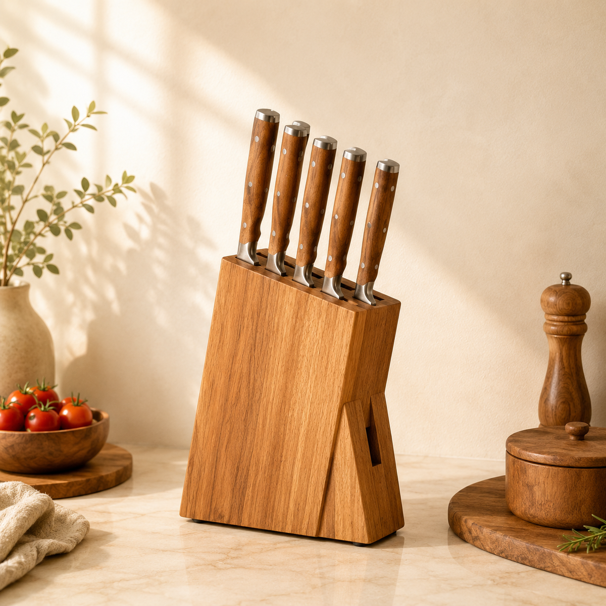 Ivorenae™ 6-Piece Wooden Knife Block Set