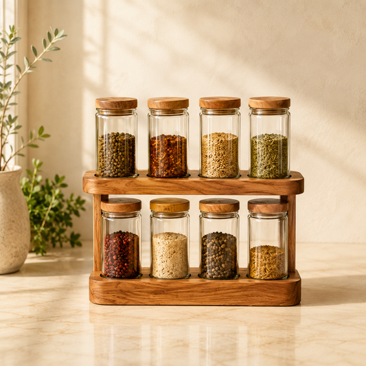 Ivorenae™ 8-Jar Wooden Spice Organizer Set