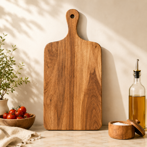 Ivorenae™ Paddle-Handle Wooden Cutting & Serving Board